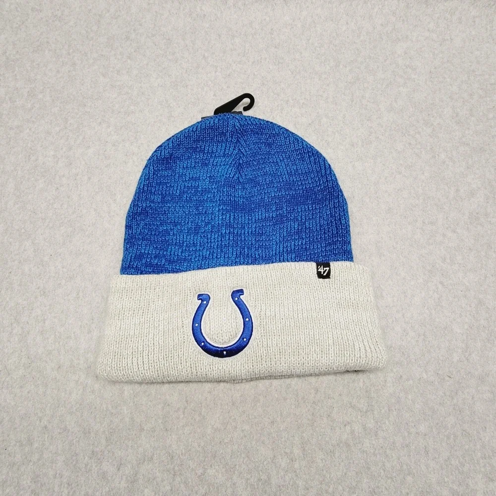 '47 Brand Indianapolis Colts Beanie Hat Cap 2 Tone Royal Blue Logo NFL Football